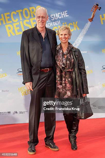 Gottfried Vollmer and Maren Kroymann attend the premiere of the film 'Hector and the Search for Happiness' at Zoo Palast on August 05, 2014 in...