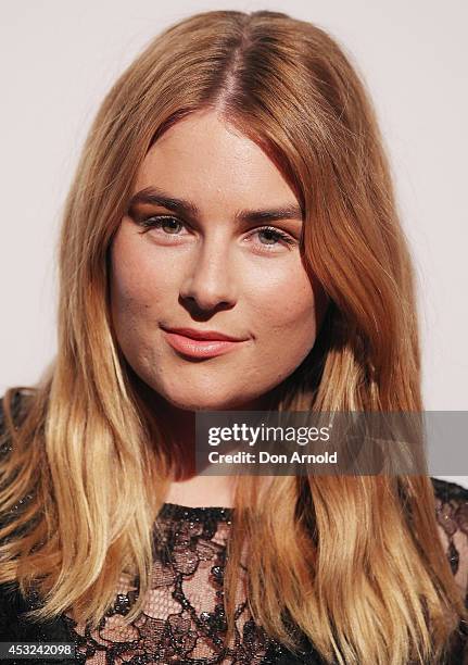 Carissa Wormald poses for a luxury fragrance launch at Angel & Ash on August 6, 2014 in Sydney, Australia.