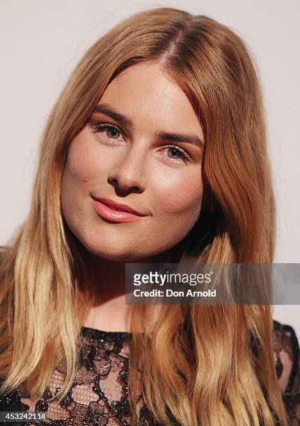 Carissa Wormald poses for a luxury fragrance launch at Angel & Ash on August 6, 2014 in Sydney, Australia.
