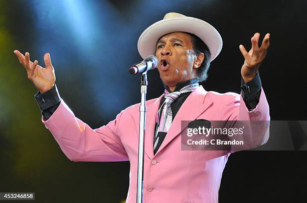 August Darnell of Kid Creole and the Coconuts performs on stage at the Cornbury Music Festival at Great Tew Estate on July 6, 2014 in Oxford, England.