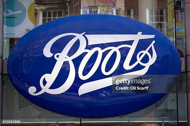 The sign for a branch of Boots the chemist on Oxford Street on August 6, 2014 in London, England. US pharmacy chain 'Walgreens', who previously owned...