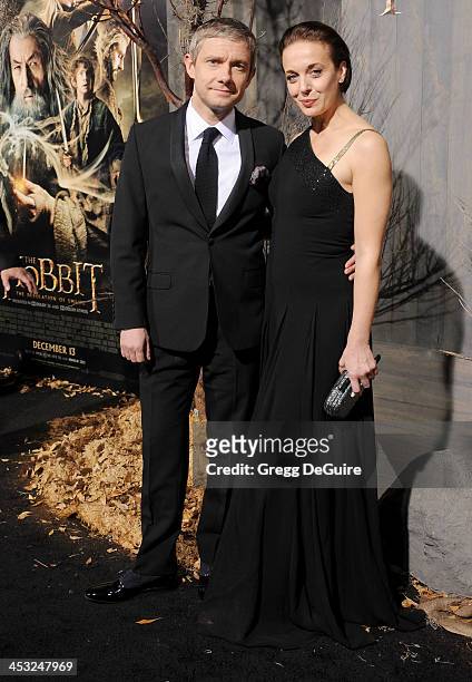 Actors Martin Freeman and Amanda Abbington arrive at the Los Angeles premiere of "The Hobbit: The Desolation Of Smaug" at TCL Chinese Theatre on...