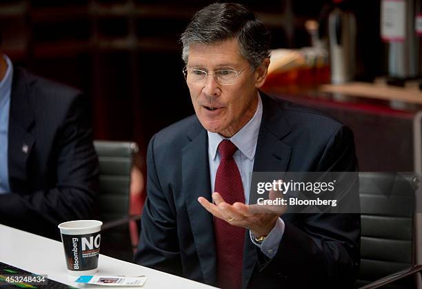 John Thain, chief executive officer of CIT Group Inc., speaks during an interview in New York, U.S., on Wednesday, Aug. 6, 2014. CIT Group Inc., the...