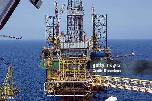 An Oro Negro oil drilling rig operated by Petroleos Mexicans stands in the Ku-Maloob-Zaap oilfield at Campeche Bay off the coast of Ciudad del...