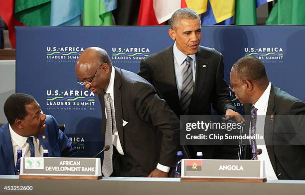 Benin President Boni Yayi, African Development Bank President Donald Kaberuka, U.S. President Barack Obama and Angola Vice President Manuel Domingos...