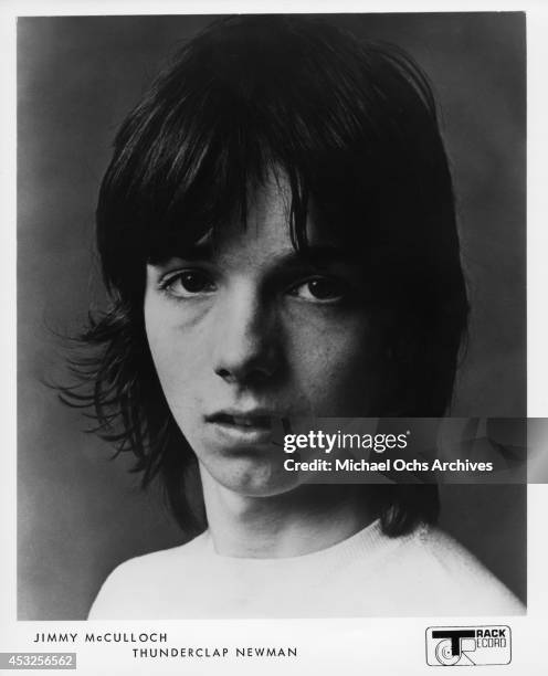 Jimmy McCulloch of the English rock group Thunderclap Newman poses for a Track Record publicity still in 1969.