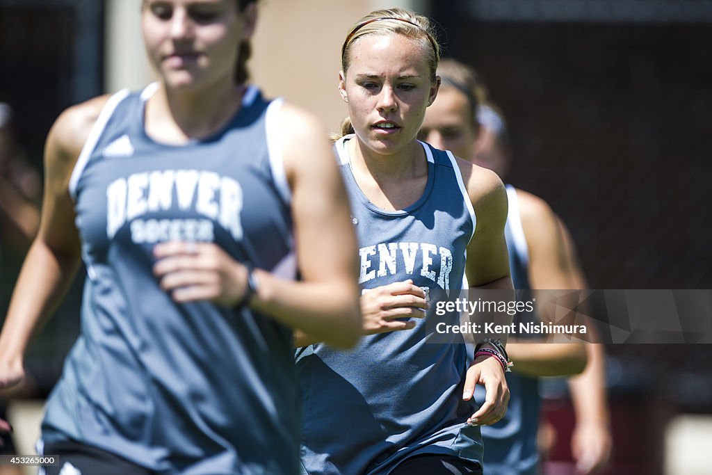 The Denver University Women's Soccer Team training for the Colorado Cup, a unique, in-state tournament that includes all six Division I women's college soccer teams in Colorado.