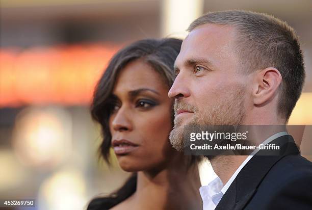 Actor Tobias Santelmann and guest arrive at the Los Angeles Premiere of 'Hercules' at TCL Chinese Theatre on July 23, 2014 in Hollywood, California.