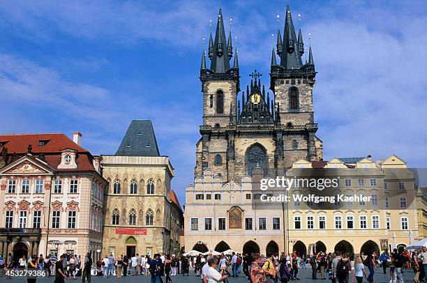 Czech Republic, Prague, Old Town Square With Gothic Church Of Our Lady Before Tyn.