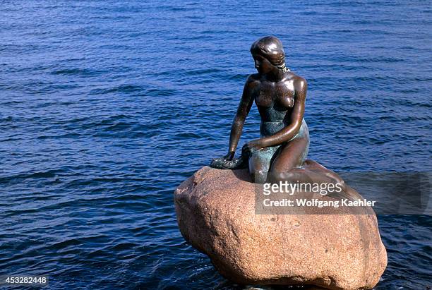 Denmark, Copenhagen, Statue Of Little Mermaid.