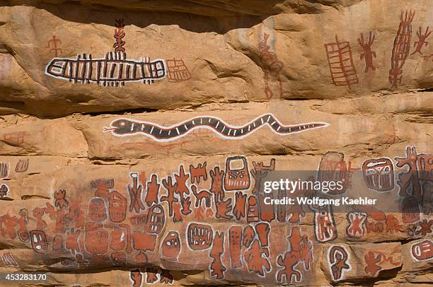 Mali, Near Bandiagara, Dogon Country, Songho Dogon Village, Ceremonial Site For Circumcision Rituals, With Cliff Paintings.