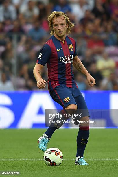 Ivan Rakitic of FC Barcelona in action during the pre-season friendly match between FC Barcelona and SSC Napoli on August 6, 2014 in Geneva,...