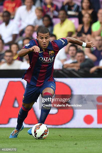 Rafael Alcantara of FC Barcelona in action during the pre-season friendly match between FC Barcelona and SSC Napoli on August 6, 2014 in Geneva,...