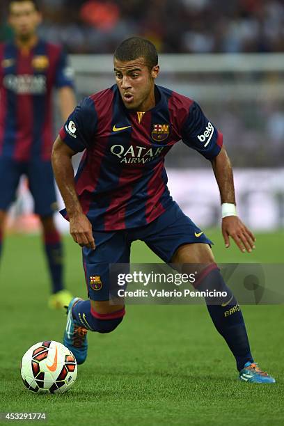 Rafael Alcantara of FC Barcelona in action during the pre-season friendly match between FC Barcelona and SSC Napoli on August 6, 2014 in Geneva,...