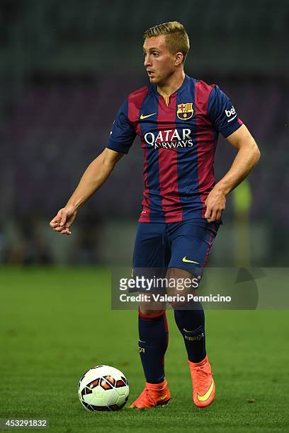 Gerard Deulofeu of FC Barcelona in action during the pre-season friendly match between FC Barcelona and SSC Napoli on August 6, 2014 in Geneva,...