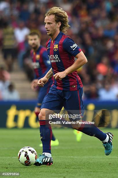 Ivan Rakitic of FC Barcelona in action during the pre-season friendly match between FC Barcelona and SSC Napoli on August 6, 2014 in Geneva,...