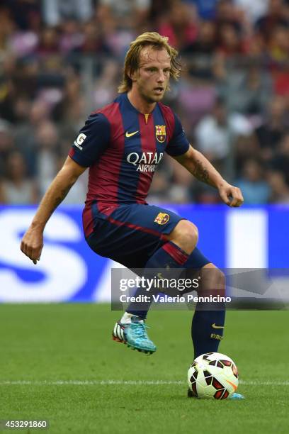 Ivan Rakitic of FC Barcelona in action during the pre-season friendly match between FC Barcelona and SSC Napoli on August 6, 2014 in Geneva,...