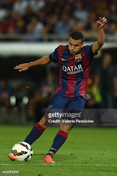 Pedro Rodriguez of FC Barcelona in action during the pre-season friendly match between FC Barcelona and SSC Napoli on August 6, 2014 in Geneva,...