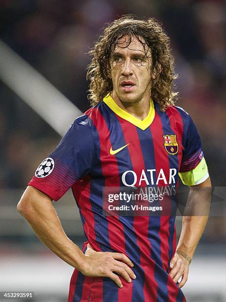 Carles Puyol of FC Barcelona during the Champions League match between Ajax Amsterdam and FC Barcelona on November 26, 2013 at the Amsterdam Arena in...