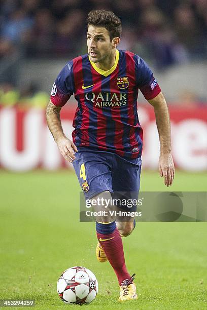 Cesc Fabregas of FC Barcelona during the Champions League match between Ajax Amsterdam and FC Barcelona on November 26, 2013 at the Amsterdam Arena...