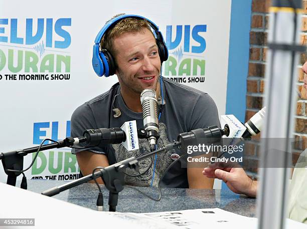 Singer Chris Martin visits the 'Elvis Duran Z100 Morning Show' at Z100 Studio on August 7, 2014 in New York City.