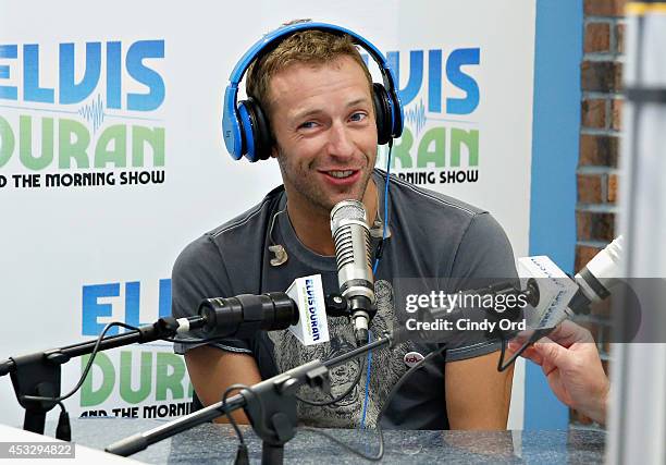 Singer Chris Martin visits the 'Elvis Duran Z100 Morning Show' at Z100 Studio on August 7, 2014 in New York City.