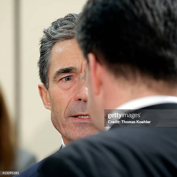 Secretary General Anders Fogh Rasmussen attends the meeting of NATO Ministers of Foreign Affairs on December 03, 2013 in Brussels, Belgium. They will...