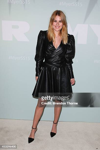Carissa Wormald arrives at the Myer Spring Summer 2014 Fashion Launch at Carriageworks on August 7, 2014 in Sydney, Australia.