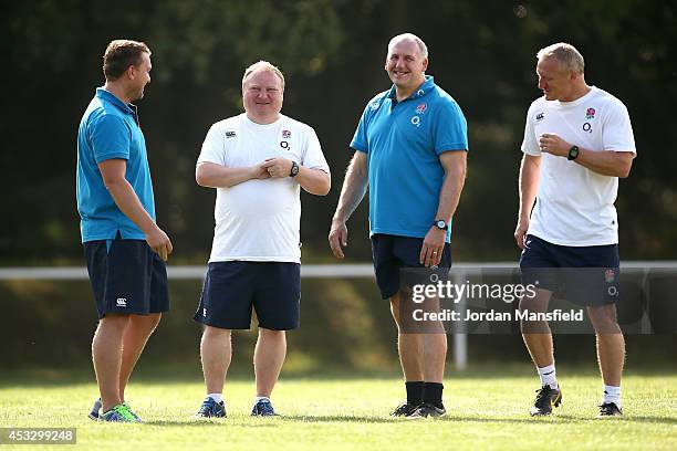 England analyst Dave Gardner, England head coach Gary Street, England assistant coach Graham Smith and England assistant coach Simon Middleton talk...