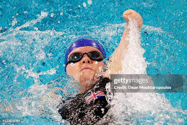 Susannah 'Susie' Rodgers of Great Britain competes in the Women's 100m Backstroke S7 Final during day four of the IPC Swimming European Championships...