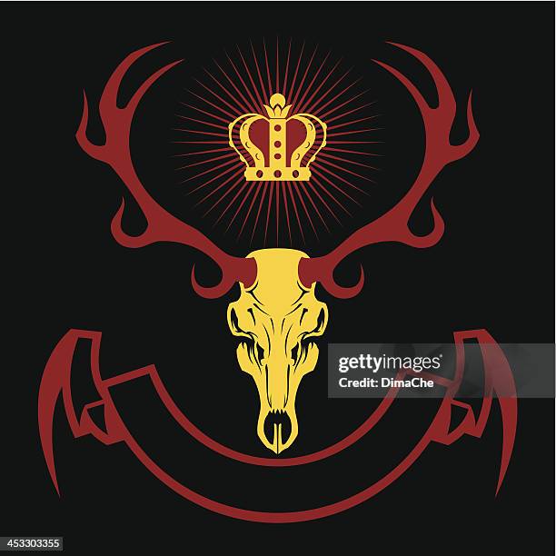 stylized deer skull - deer skull stock illustrations