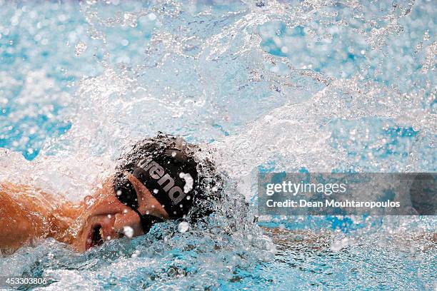 Dmitry Bartasinskiy of Russia on his way to winning the gold medal in the Men's 400m Freestyle S10 Final during day four of the IPC Swimming European...