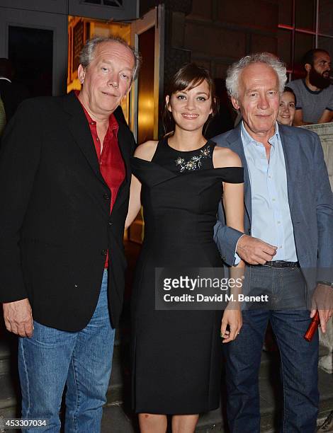 Actress Marion Cotillard poses with Belgian directors Luc Dardenne and Jean-Pierre Dardenne attend the Opening Night of the Film4 Summer Screen at...