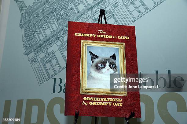 Grumpy Cat attends Grumpy Guide to Life: Observations from Grumpy Cat book event at Barnes & Noble Union Square on August 7, 2014 in New York City.