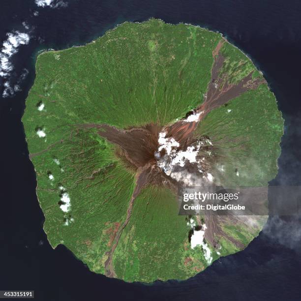 This is a satellite image of Manam Volcano, Madang Province, Papua New Guinea collected on March 22, 2013.