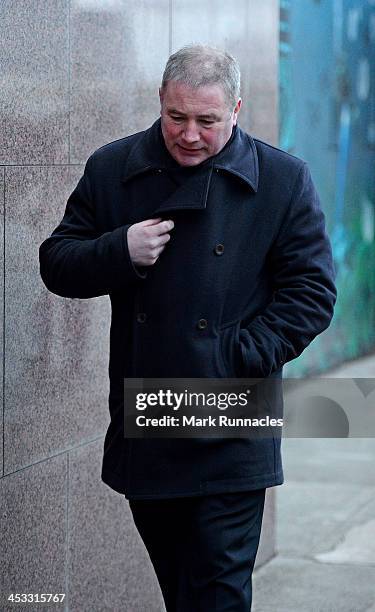 Glasgow Rangers manager Ally McCoist walks along the Clydeside looking sombre after leaving a floral tribute next to The Clutha Bar on December 03,...