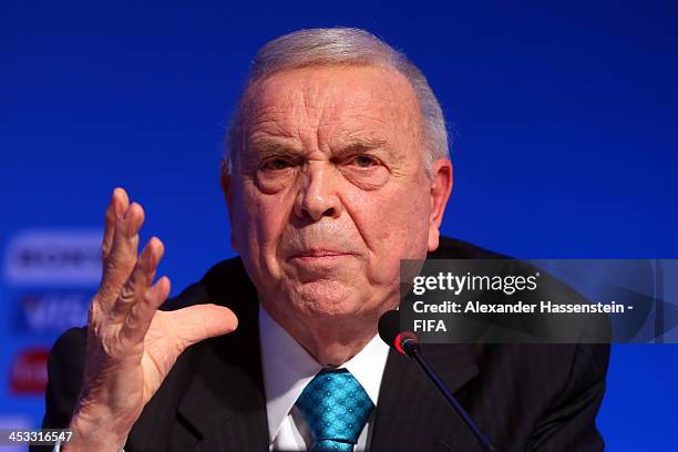 Jose Maria Marin President of the Brazilian Football Confederation and President of the Local Organizing Committee for the FIFA 2014 World Cup talks...