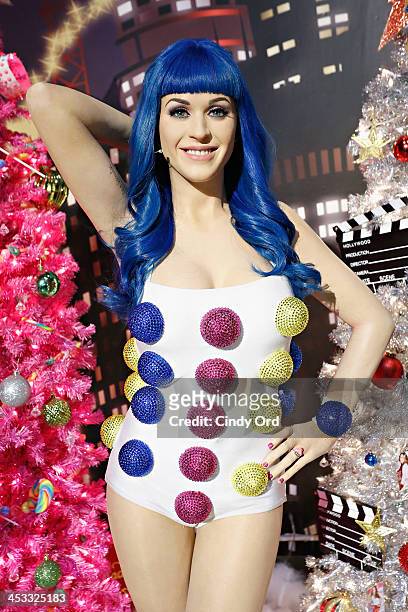 Madame Tussauds wax figure of singer Katy Perry is on display as Madame Tussauds New York unveils celebrity themed holiday trees at Madame Tussauds...