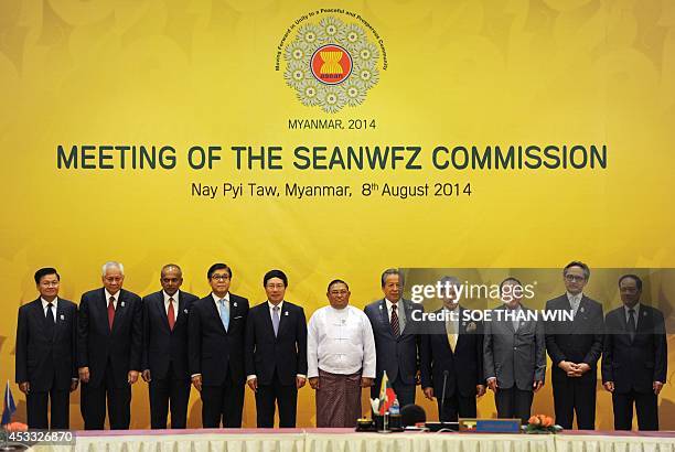 Laos Foreign Minister Thongloun Sisoulith, Philippines Foreign Minister Albert Del Rosario, Singapore Foreign Minister K Shanmugam, Thai Foreign...