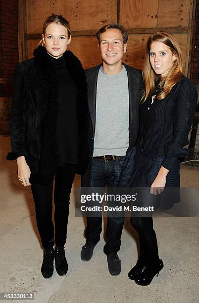 Gabriella Wilde, Dave Clark and Princess Beatrice of York attend a private view of Nikolai Von Bismarck's new photography exhibition 'In Ethiopia' at...