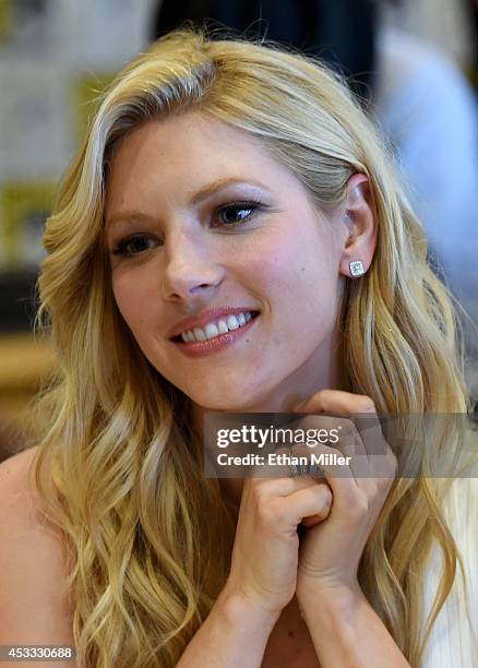 Actress Katheryn Winnick attends a media room for the History series "Vikings" during Comic-Con International 2014 at the Hilton San Diego Bayfront...