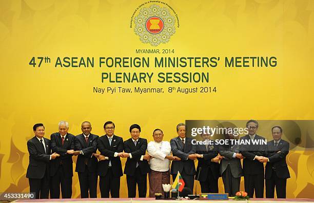 Laos Foreign Minister Thongloun Sisoulith, Philippines Foreign Minister Albert Del Rosario, Singapore Foreign Minister K Shanmugam, Thai Foreign...