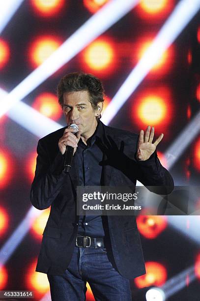 Hubert Felix Thiefaine performs at the 30th Francofolies de La Rochelle, Opening Night Concert 'Nuit Les Copains D'Abord', on July 10 2014 in La...