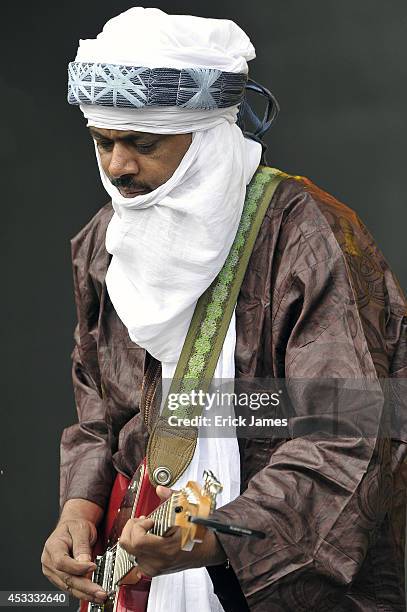 Tinariwen performs live during the Music Festival des Vieilles Charrues on July 18, 2014 in Carhaix, France.