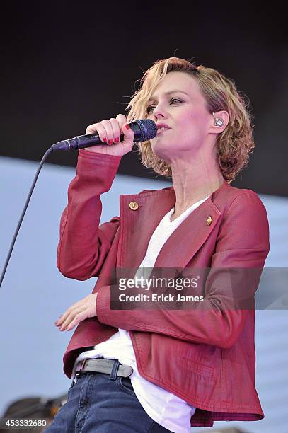 Vanessa Paradis performs live during the Music Festival des Vieilles Charrues on July 17th, 2014 in Carhaix, France.