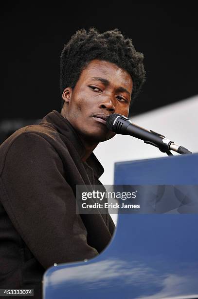 Benjamin Clementine performs live during the Music Festival des Vieilles Charrues on July 19th, 2014 in Carhaix, France.