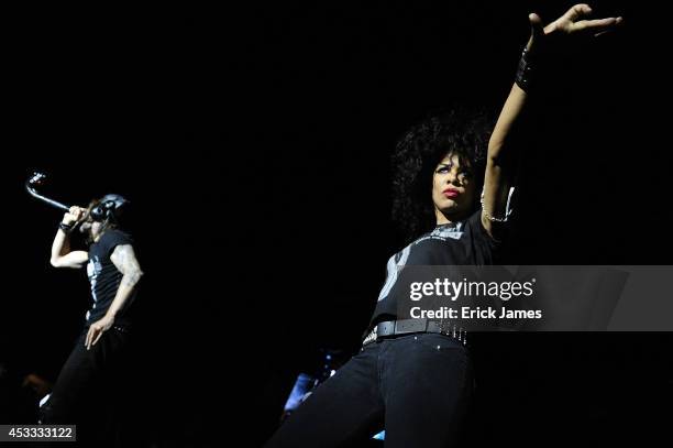 Shaka Ponk performs live during the Music Festival des Vieilles Charrues on July 19th, 2014 in Carhaix, France.