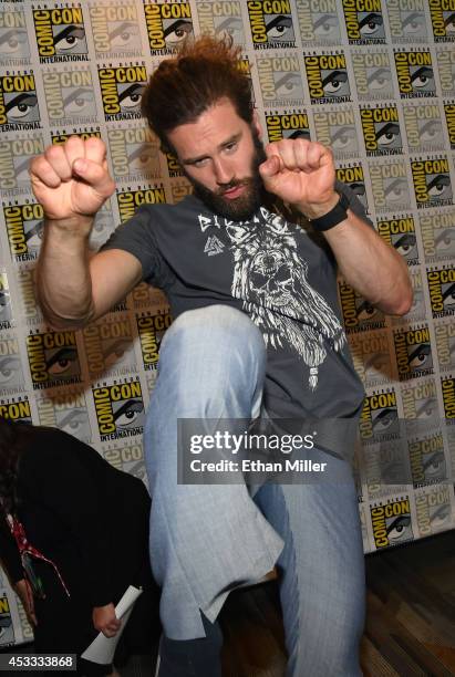 Actor Clive Standen attends a media room for the History series "Vikings" during Comic-Con International 2014 at the Hilton San Diego Bayfront hotel...