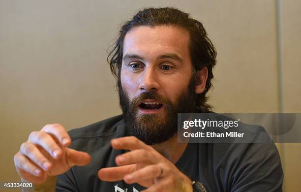 Actor Clive Standen attends a media room for the History series "Vikings" during Comic-Con International 2014 at the Hilton San Diego Bayfront hotel...