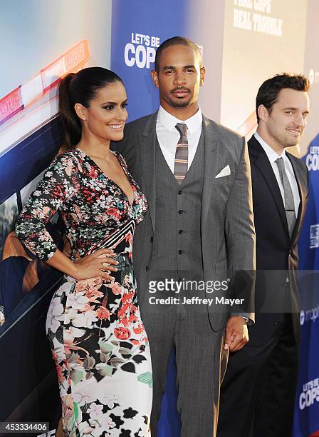 Actor Damon Wayans, Jr. And Samara Saraiva attend the 'Let's Be Cops' Los Angeles Premiere held at the ArcLight Hollywood on August 7, 2014 in...